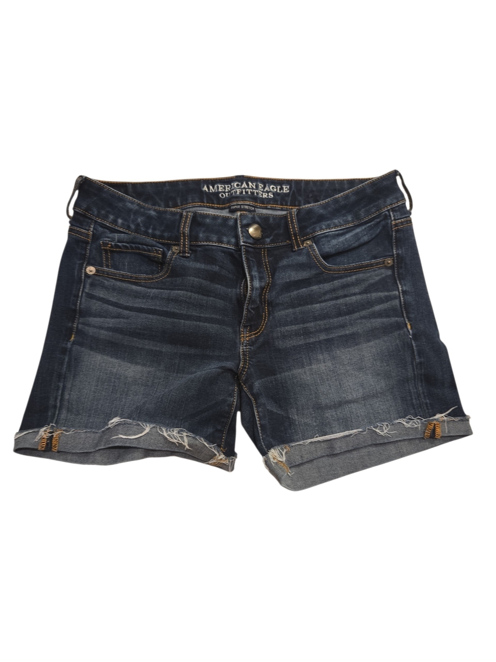 American Eagle Dark Blue Denim Cutoff Midi Shorts